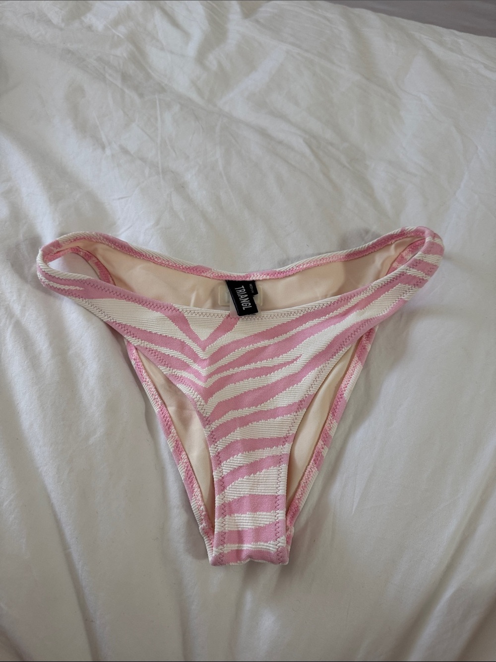 triangl swimwear Pink and Cream Zebra Print Bikini Bottom